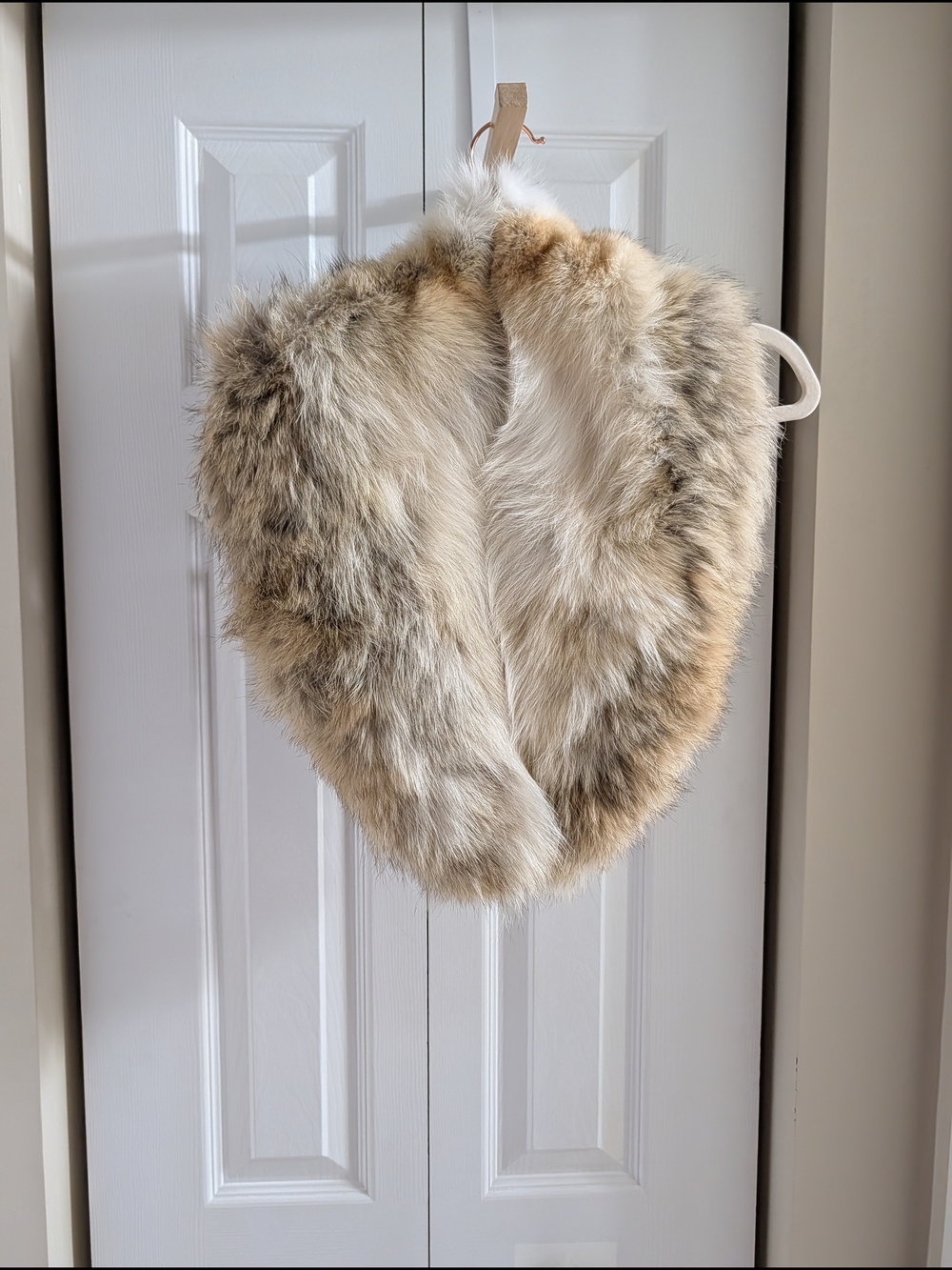 Luxurious Natural-Tone Coyote Fur Collar